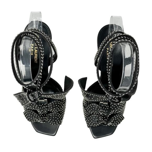 Saint Laurent KiKi 100 Micro Studded High Heel Ankle Wrap Sandals size 38.5 US8 - Picture 4 of 15